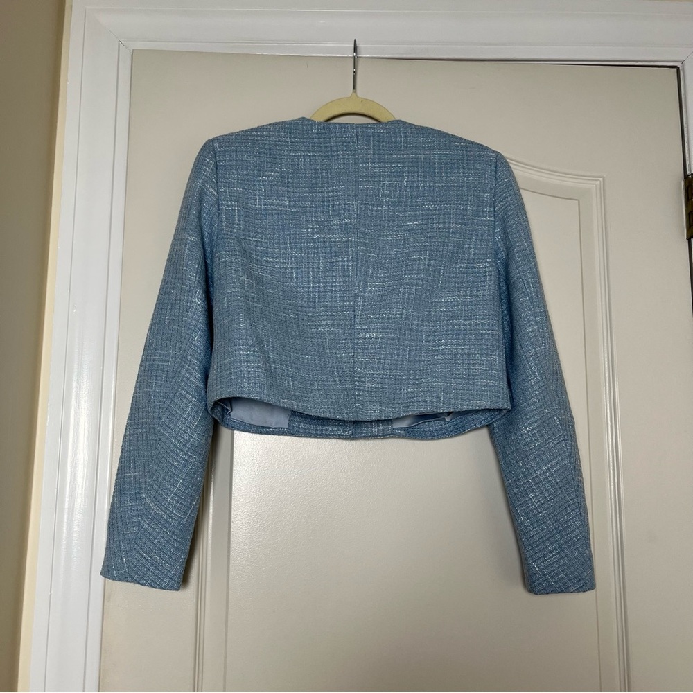 Reformation Trista Tweed Jacket in Blue Size XS - Picture 4 of 4